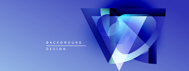 Poster - Abstract blue design features geometric shapes, glowing lines. Modern background suitable for digital projects, presentations.
