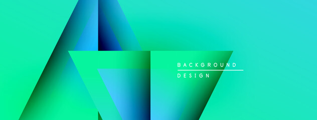 Poster - Abstract geometric shapes, vibrant turquoise hues, gradient layers create modern background design. Minimalist aesthetic, clean lines present visual appeal.