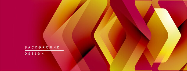 Poster - Abstract geometric shapes overlap, creating vibrant redyellow gradient. Modern design suitable for backgrounds, presentations.