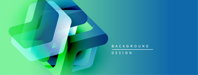 Poster - Abstract geometric shapes overlap, creating vibrant gradient effect. Blue, green hues dominate design, suggesting modern aesthetic.