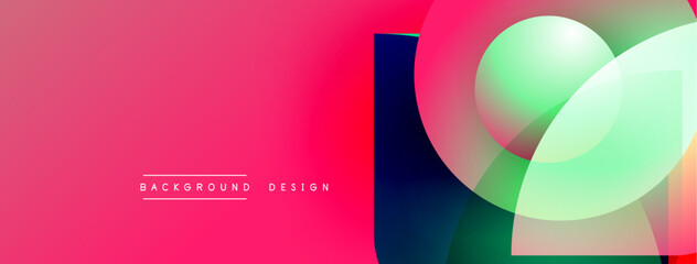 Poster - Abstract gradient background. Pink, blue, green hues blend. Overlapping circles create dynamic visual effect. Modern design element.