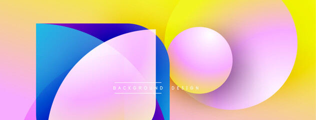 Aufkleber - Abstract shapes overlap, creating vibrant color gradients. Yellow, blue, pink hues blend seamlessly. Modern design elements suggest fluidity, innovation.
