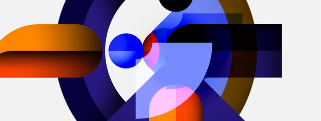 Poster - Abstract composition. Overlapping shapes, vibrant colors, modern design. Minimalist aesthetic, geometric forms, dynamic interplay.