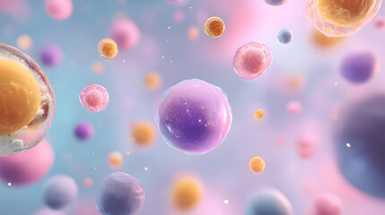 Poster - Delicate abstract image of cellular structures in a pastel colored environment perfect for science