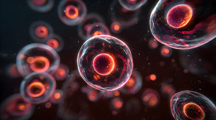 Poster - Microscopic view of organic cells vibrant nucleus and plasma membrane biology research backdrop