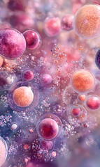 Poster - Abstract microscopic life concept showcasing cellular structures with vibrant translucent membrane