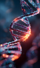 Poster - Abstract dna helix structure concept of genetic biotechnology molecule with glowing strands and