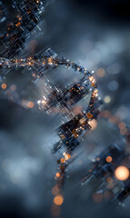 Poster - Intricate digital representation of DNA helix structure with advanced technology and scientific