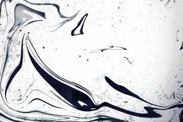 Poster - Swirling fluid ink strokes are dancing across white backdrop in abstract vector design, copy space