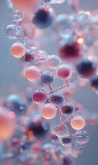 Poster - Abstract science design with spherical interconnected nodes in gentle pastel hues representing