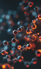 Poster - Abstract molecular structure with glowing spheres and interconnected bonds visualizing science and