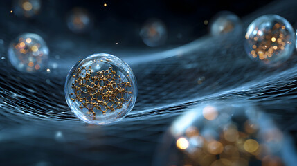 Poster - Complex network encapsulated in spheres creating an interconnected abstract technology concept