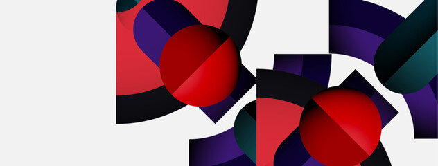 Aufkleber - Abstract geometric composition. Red circles overlap dark shapes, creating dynamic visual interest. Minimalist design, modern aesthetic.