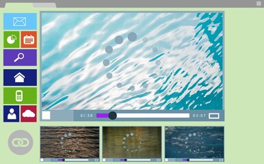 Fototapete - Digitally composite image of various video and computer icons
