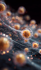 Poster - Abstract interconnected network displaying luminous nodes over a blurred gradient modern
