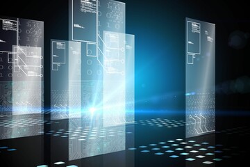 Poster - Hologram on black background with squares