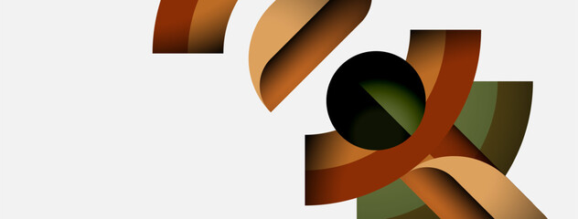 Aufkleber - Abstract shapes overlap, creating dynamic composition. Warm browns, muted greens, beige tones dominate design. Minimalist aesthetic.