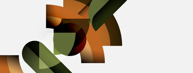 Aufkleber - Abstract shapes overlap, creating dynamic composition. Earthy tones dominate, with gradients adding depth. Minimalist design, modern aesthetic.