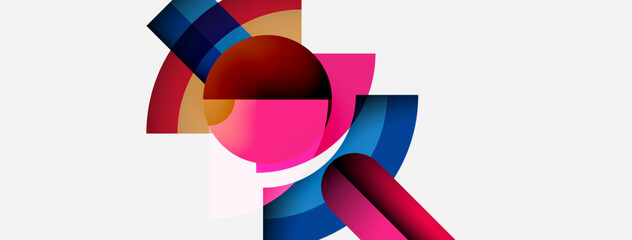 Poster - Abstract composition. Overlapping colorful shapes create dynamic visual effect. Gradient hues, modern design, simple geometry.