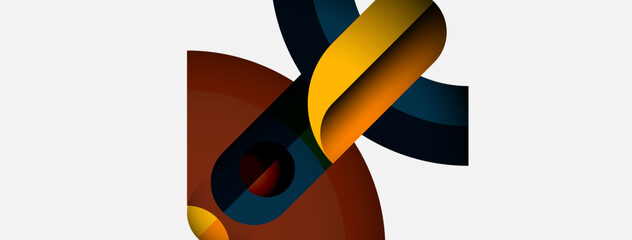 Poster - Abstract shapes overlap, creating dynamic composition. Warm colors contrast cool tones. Minimalist design evokes modern aesthetic.