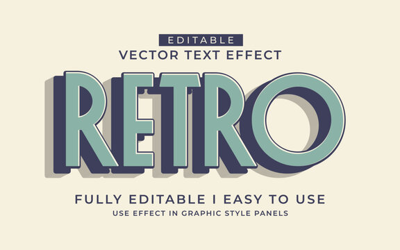 3d editable retro text effect typography vintage style template
