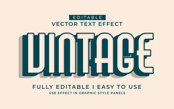 3d editable retro text effect typography vintage style template