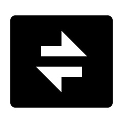 Poster - Two horizontal arrows pointing in opposite directions inside a black rounded square shape icon design
