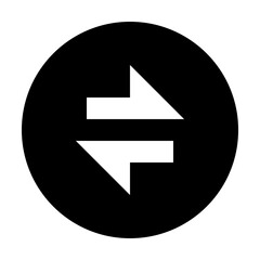 Poster - Two horizontal arrows pointing in opposite directions inside a black circle shape icon design