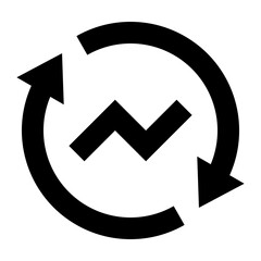 Leinwandbilder - Black circular arrow with a zigzag line inside showing a continuous process or a cycle of action and reaction