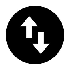 Leinwandbilder - Black circle containing a white arrow pointing up and a white arrow pointing down indicating transfer
