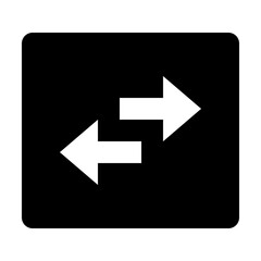 Leinwandbilder - Black square with rounded corners containing two horizontal arrows pointing in opposite directions