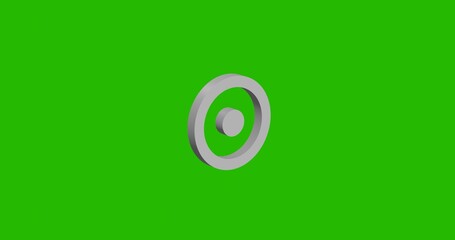 Poster - Isolated realistic white astrological sun symbol front view with shadow. 3d illustration on green chroma key background