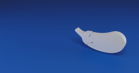 Poster - Isolated realistic white eggplant symbol with shadow. Located on the right side of the scene. 3d illustration on transparent background