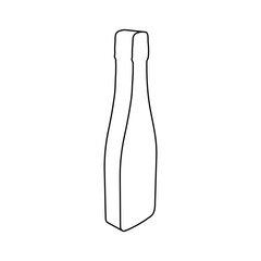 Fototapete - The outline of a large champagne symbol is made with black lines. 3D view of the object in perspective. Vector illustration on white background