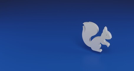 Poster - Isolated realistic white squirrel symbol with shadow. Located on the right side of the scene. 3d illustration on transparent background
