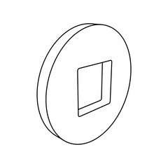 Fototapete - The outline of a large stop media symbol is made with black lines. 3D view of the object in perspective. Vector illustration on white background