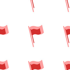 Aufkleber - Seamless pattern of large isolated red flag symbols. The elements are evenly spaced. Illustration on light red background