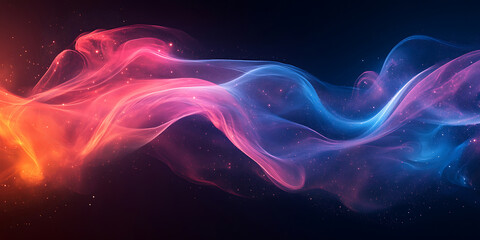 Wall Mural - Abstract energy flow with fluid gradient and sparkling dust particles on dark background for modern design