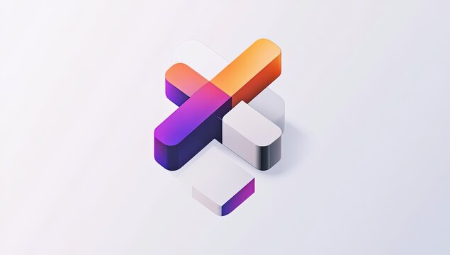Abstract colorful plus sign design, studio background,  digital art, graphic element