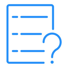 Poster - Blue outline of document with three lines and a question mark on the right side of the document