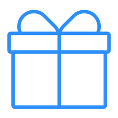 Aufkleber - Illustration of a blue gift box with a bow on top isolated on a white background in a simple vector style