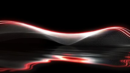 Poster - High-Speed Digital Pulse Wave Rippling Across a Smooth Surface in Vibrant Red and White Colors