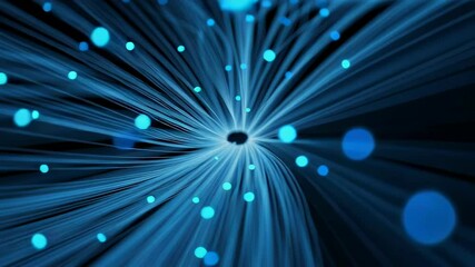 Poster - Neon Blue Data Streams Fanning Out in Dynamic Burst Effect Against Dark Background