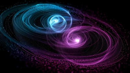 Poster - Abstract Whirlwind of Glowing Binary Digits in Spirals of Blue and Pink Light