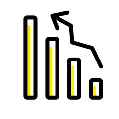 Poster - Abstract four bar chart showing data decreasing on a white background transparency