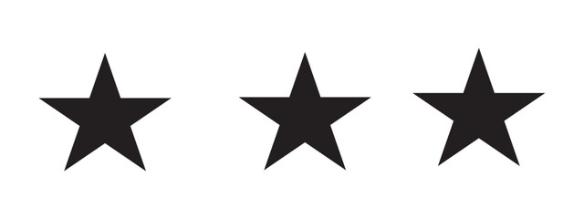 Three stars. Icon for design. Easily editable.Three stars rating icon. Rate stars. Black concept abstract vector illustration.Three stars icon.