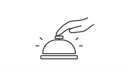 Poster - Concierge service line animation. Restaurant bell animated icon. Moving hand. Pressing button, shaking. Hospitality industry. Outline element on white background. HD video with alpha channel