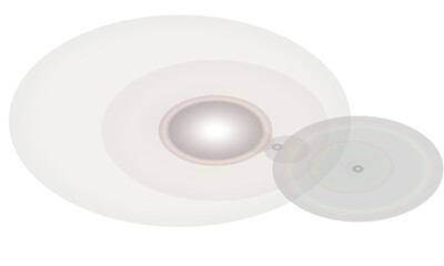 Poster - Abstract concentric circles with glowing centers and lens flare effects isolated on white background