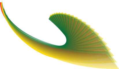 Fototapete - Abstract gradient swirl of green and yellow shapes isolated on white background