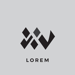 Aufkleber - XV Letter Logo Design, three prominent dots, looks detailed and nice in black